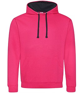 Unisex mikina s kapucí VARSITY HOODIE, tmavě růžová/tmavě námořní modrá, velikost L