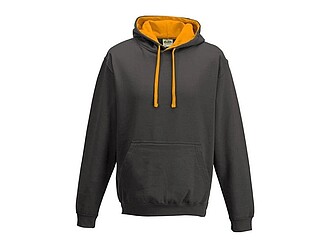 Unisex mikina s kapucí VARSITY HOODIE, tmavě šedý melír/oranžová, velikost L - reklamní předměty