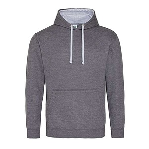 Unisex mikina s kapucí VARSITY HOODIE, tmavě šedý melír/světle šedý melír, velikost XL
