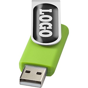 USB Rotate pro doming, 2 GB, stříbrná/světle zelená, cena na vyžádání - reklamní předměty
