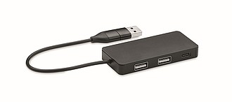 USB rozbočovač, černý - reklamní předměty