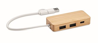 USB rozbočovač s bambusovým povrchem - reklamní předměty