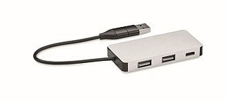 USB rozbočovač, stříbrný - reklamní předměty