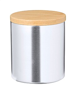 Vanilková vonná svíčka s bambusovým víčkem, stříbrná