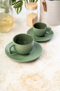 VANLION Sada 2 šálků a podšálků na cappuccino, béžová