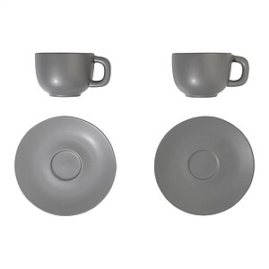 VANLION Sada 2 šálků a podšálků na cappuccino, šedá
