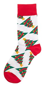 Vánoční ponožky, červená/bílá, stromek, vel. 38-42