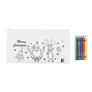 Vánoční pouzdro na pastelky na vybarvení, bílá - reklamní předměty