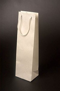 VINNIE Papírová taška na láhev vína 12 x 39 x 9 cm, bílá - taška s vlastním potiskem