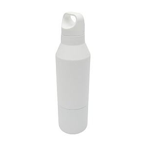 VIORA Dvoustěnná termoska s hrnkem z recyklované nerezové oceli, 600 ml, bílá - ekologické reklamní předměty