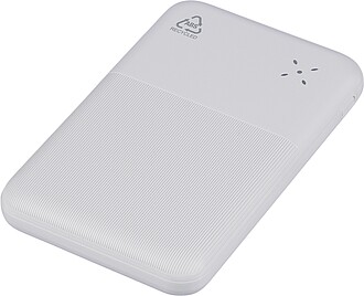 VIRDALA Powerbanka z recyklovaného ABS s kapacitou 10 000 mAh, bílá