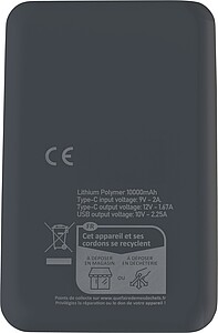 VIRDALA Powerbanka z recyklovaného ABS s kapacitou 10 000 mAh, černá