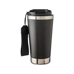 VITERBO Dvoustěnný termohrnek z recyklované nerezové oceli, 500 ml, černá