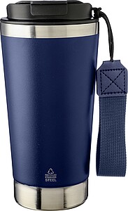 VITERBO Dvoustěnný termohrnek z recyklované nerezové oceli, 500 ml, modrá - reklamní předměty