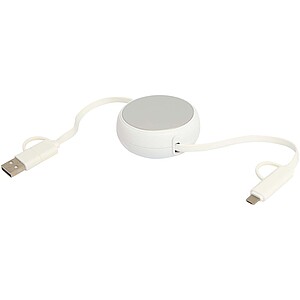 Vysouvací datový synchronizační a rychlonabíjecí 45W kabel 5 v 1 o délce 100 cm z recyklovaného plastu a hliníku, stříbrný