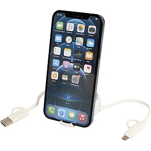 Vysouvací datový synchronizační a rychlonabíjecí 45W kabel 5 v 1 o délce 100 cm z recyklovaného plastu a hliníku, stříbrný