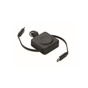 Zatahovací 100W kabel USB-C, černá - reklamní předměty