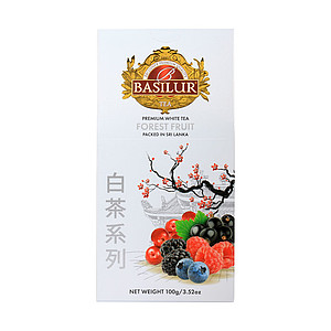 ZURIA- BASILUR- White Tea Forest Fruit papír 100g - Bílý čaj, ochucený, aromatizovaný, sypaný 100g - reklamní předměty